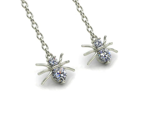 Spider Earrings Printable Model Jewelry Gold Luxury 3D Print Model