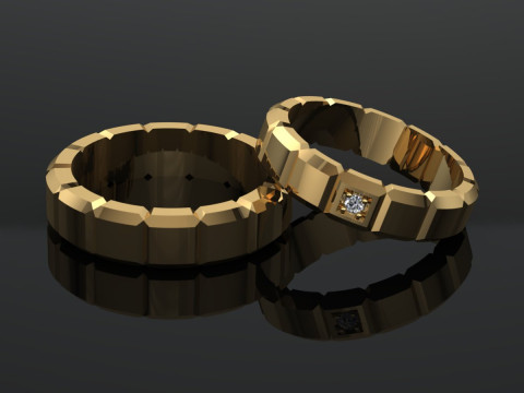 4 Sizes Wedding Ice Cube Ring Printable Model Jewelry Gold Luxury 3D Print Model