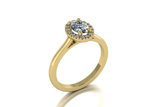 Cincin Batu Permata Oval Model Cetak Perhiasan Emas Mewah Model Cetak 3D