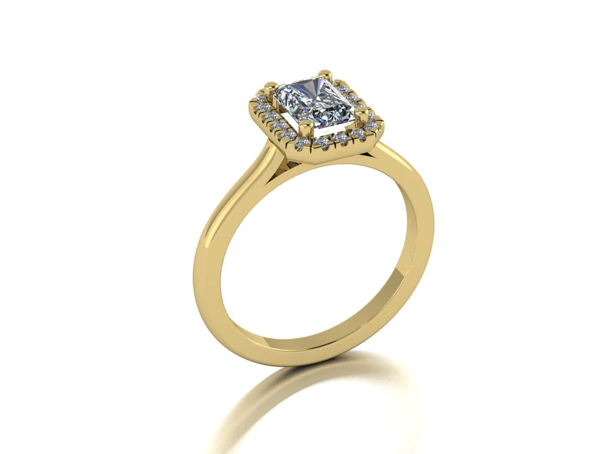 Radiant Gemstone Ring Printable Model Jewelry Gold Luxury 3D Print Model .c4d .max .obj .3ds .fbx .stl .blend