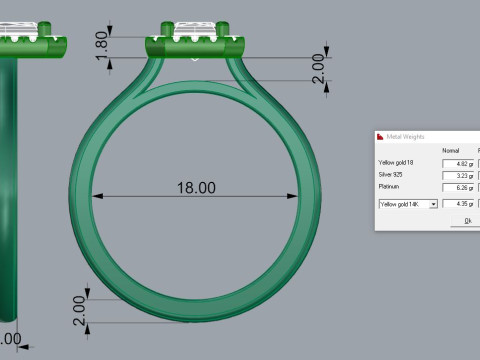 Radiant Gemstone Ring Printable Model Jewelry Gold Luxury 3D Print Model
