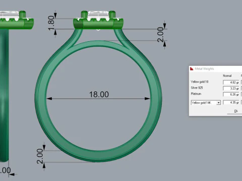 Radiant Gemstone Ring Printable Model Jewelry Gold Luxury 3D Print Model