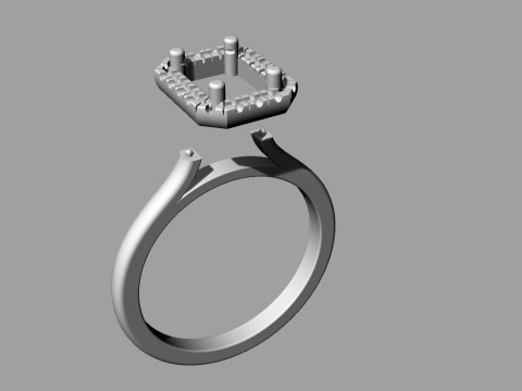 Radiant Gemstone Ring Printable Model Jewelry Gold Luxury 3D Print Model