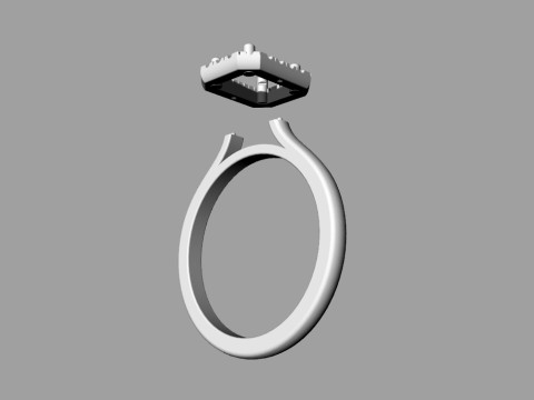 Radiant Gemstone Ring Printable Model Jewelry Gold Luxury 3D Print Model