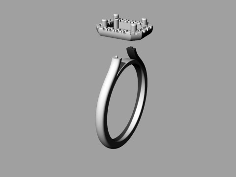 Radiant Gemstone Ring Printable Model Jewelry Gold Luxury 3D Print Model