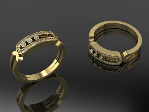 Messika Ring Printable Model Jewelry Gold Luxury 3D Print Model