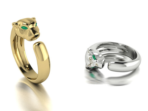 Panther Ring afdrukbaar model sieraden goud luxe 3D printmodel
