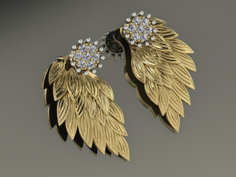 Angel Wings Earrings Printable Model Jewelry Gold Luxury 3D Print Model