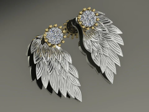 Angel Wings Earrings Printable Model Jewelry Gold Luxury 3D Print Model