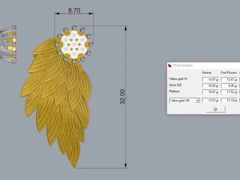 Angel Wings Earrings Printable Model Jewelry Gold Luxury 3D Print Model
