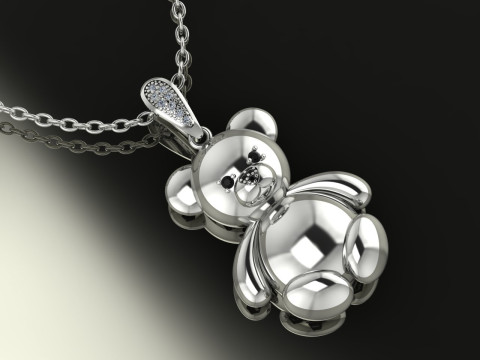 Bear Pendant Jewelry Gold Luxury 3D Print Model