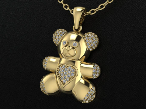 Ayı Kolye Takı Altın Lüks 3D Baskı Modeli