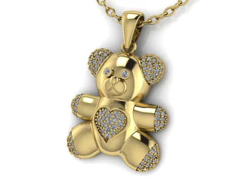 Bear Pendant Jewelry Gold Luxury 3D Print Model