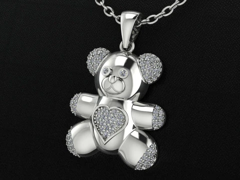 Bear Pendant Jewelry Gold Luxury 3D Print Model