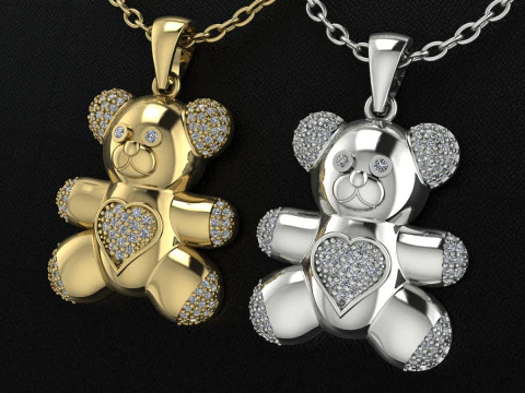 Bear Pendant Jewelry Gold Luxury 3D Print Model