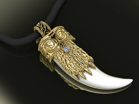 Perhiasan Liontin Beruang Pow Kemewahan Emas Model Cetak 3D