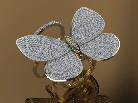 Butterfly Ring Printable Model Jewelry Gold Luxury 3D Print Model