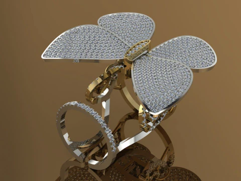 Butterfly Ring Printable Model Jewelry Gold Luxury 3D Print Model