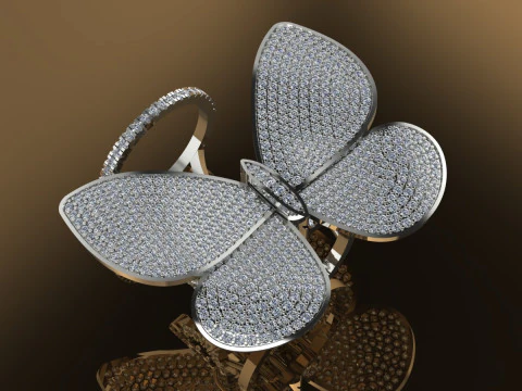 Butterfly Ring Printable Model Jewelry Gold Luxury 3D Print Model