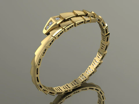 Bulgari Snake Bracelet Printable Model Jewelry Gold Luxury 3D Print Model