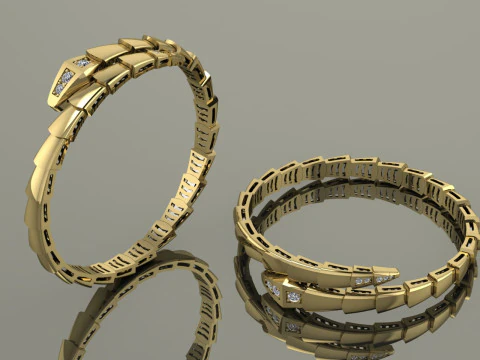 Bulgari Snake Bracelet Printable Model Jewelry Gold Luxury 3D Print Model