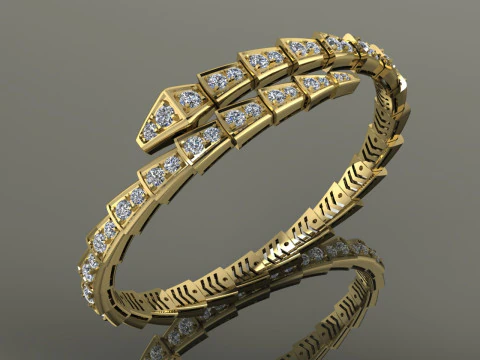 Bulgari Schlangenarmband Druckbares Modell Schmuck Gold Luxus 3D Druckmodell