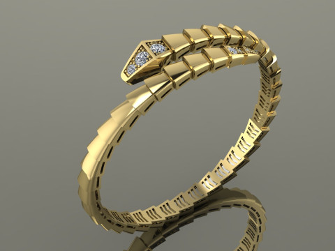 Bracciale Serpente Bulgari Modello Stampabile Gioielleria Oro Lusso Modello di stampa 3D