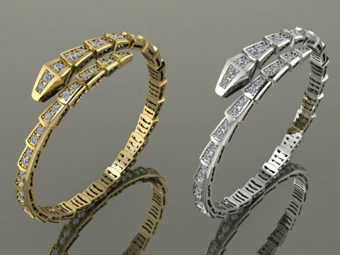 Bulgari Schlangenarmband Druckbares Modell Schmuck Gold Luxus 3D Druckmodell