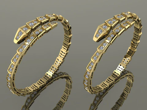 Bulgari Schlangenarmband Druckbares Modell Schmuck Gold Luxus 3D Druckmodell