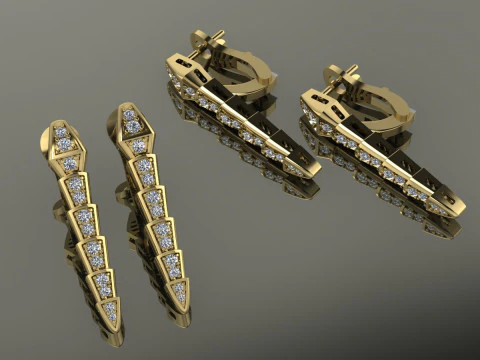 Bulgari Snake Earrings Printable Model Jewelry Gold Luxury 3D Print Model