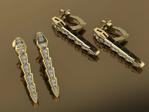 Bulgari Snake Earrings Printable Model Jewelry Gold Luxury 3D Print Model