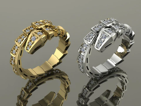 Bulgari Snake Ring Printable Model Jewelry Gold Luxury 3D Print Model