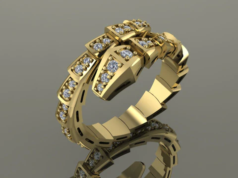 Bulgari Snake Ring Printable Model Jewelry Gold Luxury 3D Print Model