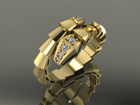 Snake Bulgari Ring Printable Model Jewelry Gold Luxury 3D Print Model
