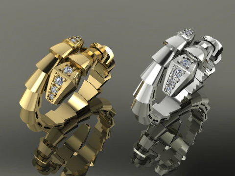 Snake Bulgari Ring Printable Model Jewelry Gold Luxury 3D Print Model