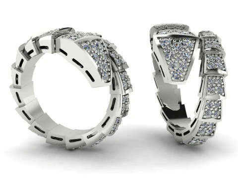 Bulgari Anello Snake Modello stampabile Gioielleria Oro Lusso Modello di stampa 3D