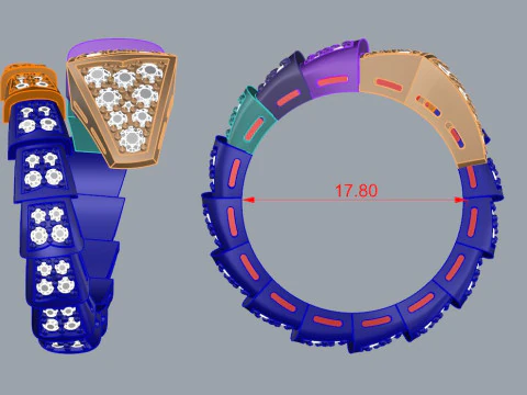 Bulgari Snake Ring Printable Model Jewelry Gold Luxury 3D Print Model