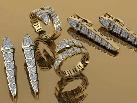 Bulgari Snake Set Printable Model Jewelry Gold Luxury 3D Print Model