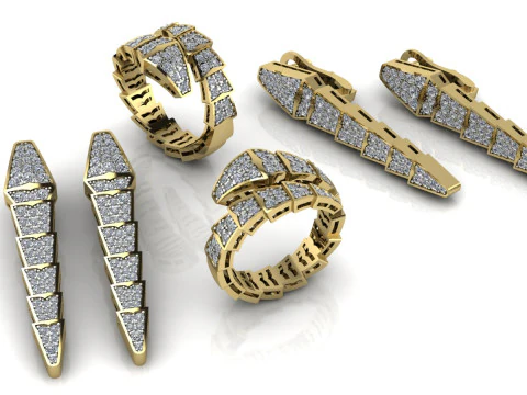 Bulgari Snake Set Printable Model Jewelry Gold Luxury 3D Print Model