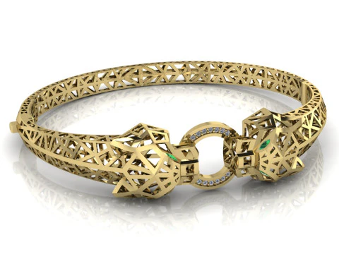 Panther Bracelet Printable Model Jewelry Gold Luxury 3D Print Model