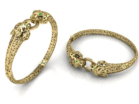 Panther Bracelet Printable Model Jewelry Gold Luxury 3D Print Model