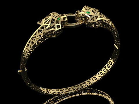 Panther Bracelet Printable Model Jewelry Gold Luxury 3D Print Model