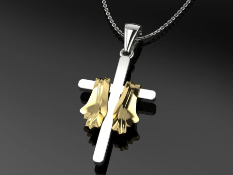 Cross Pendant Jewelry Gold Luxury 3D Print Model