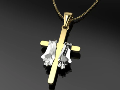 Cross Pendant Jewelry Gold Luxury 3D Print Model