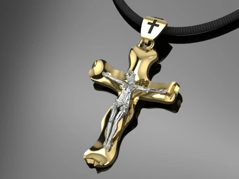 Jesus Cross Pendant Jewelry Gold Luxury 3D Print Model