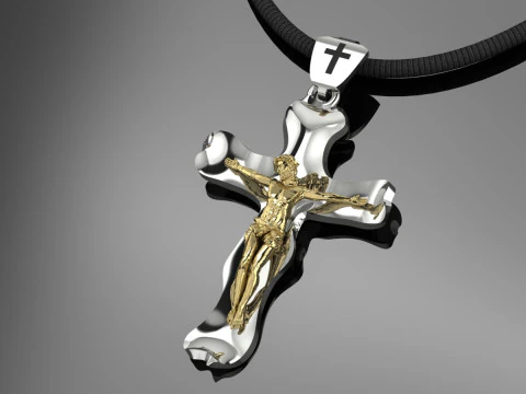 Jesus Cross Pendant Jewelry Gold Luxury 3D Print Model