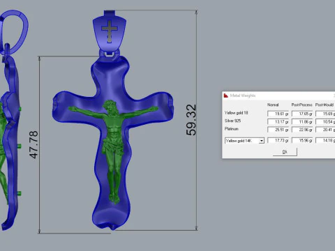 Jesus Cross Pendant Jewelry Gold Luxury 3D Print Model
