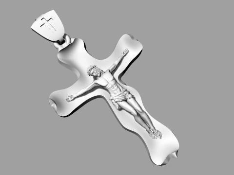 Jesus Cross Pendant Jewelry Gold Luxury 3D Print Model