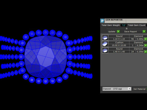 Cushion Gemstone Ring Printable Model Jewelry Gold Luxury 3D Print Model