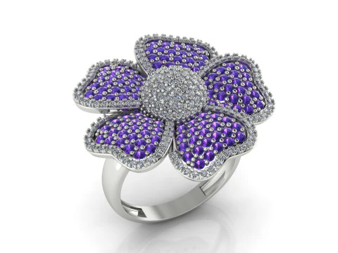 Flower Ring Printable Model Jewelry Gold Luxury 3D Print Model